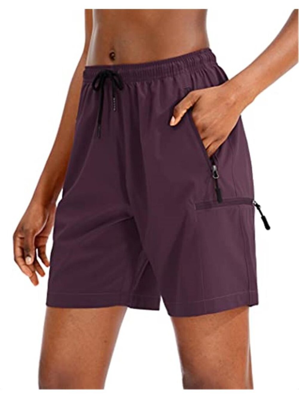 SANTINY Women's Plum Quick Dry Hiking Cargo Shorts with Zipper Pockets